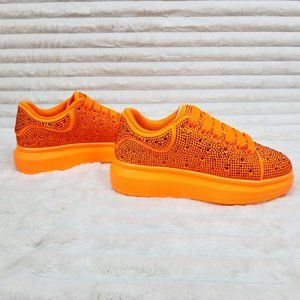 Comfy Cush Baby Bright Orange Rhinestone Fashion Sneakers Tennis Shoes